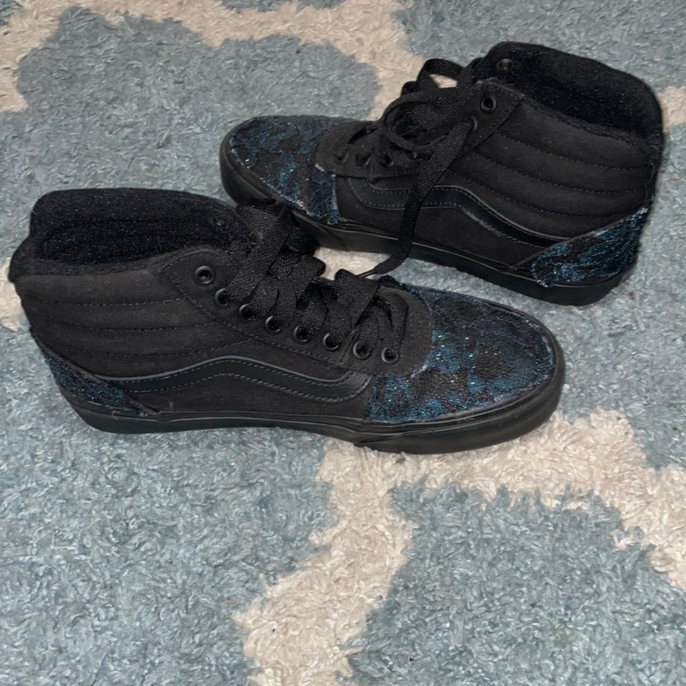 Black Vans with Forest Green Lace